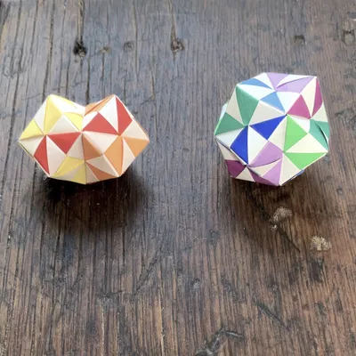 Two shapes made of unit origami